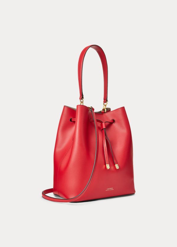 Bolsa Ralph Lauren Mujer Rojos - Leather Debby Drawstring - FNIEY4572